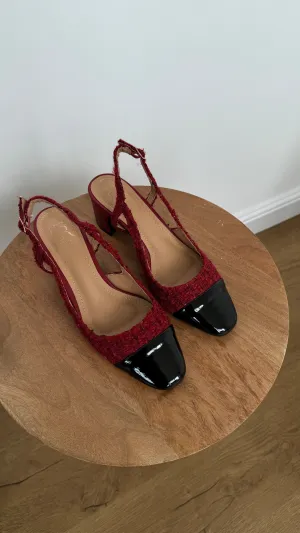 Amor sling back heels in wine/black