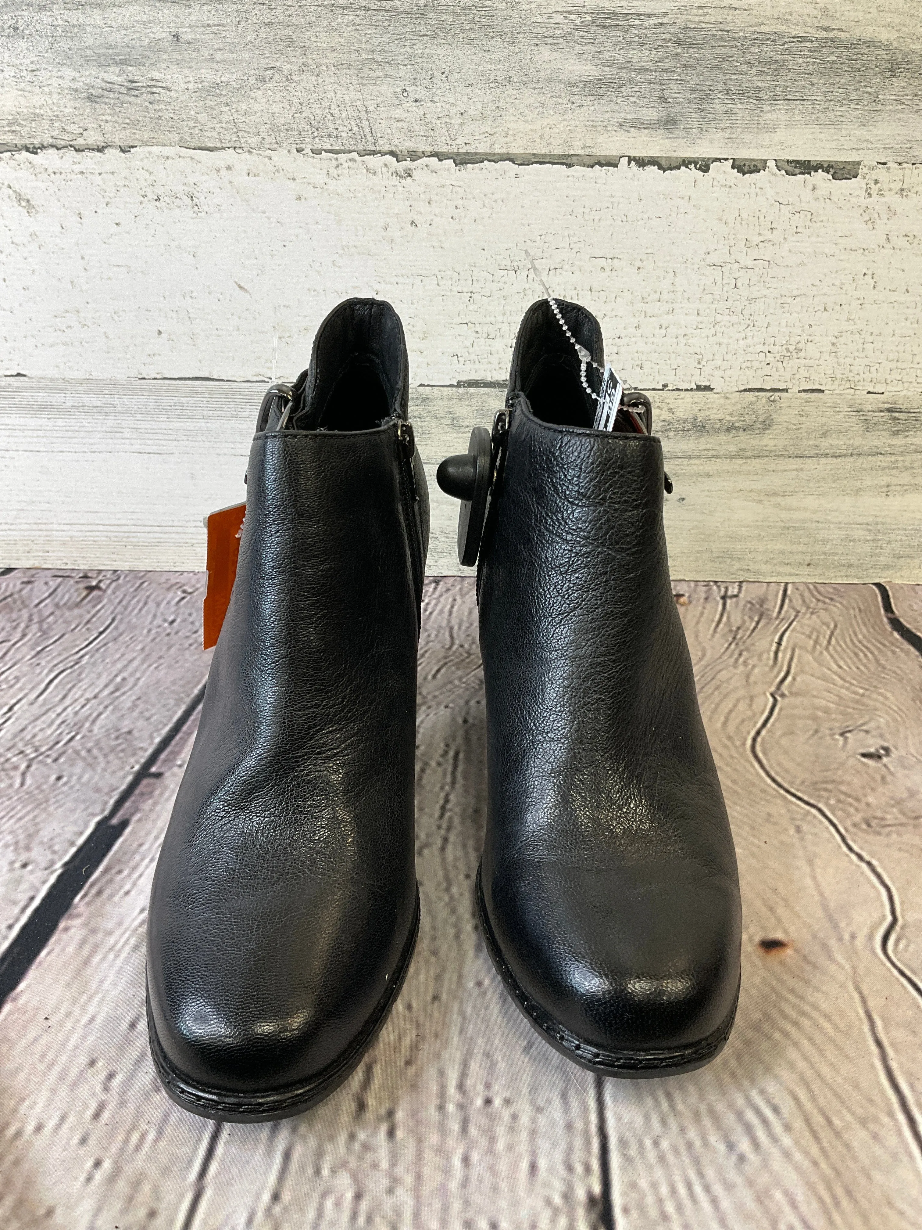 Black Boots Ankle Heels Clarks, Size 8