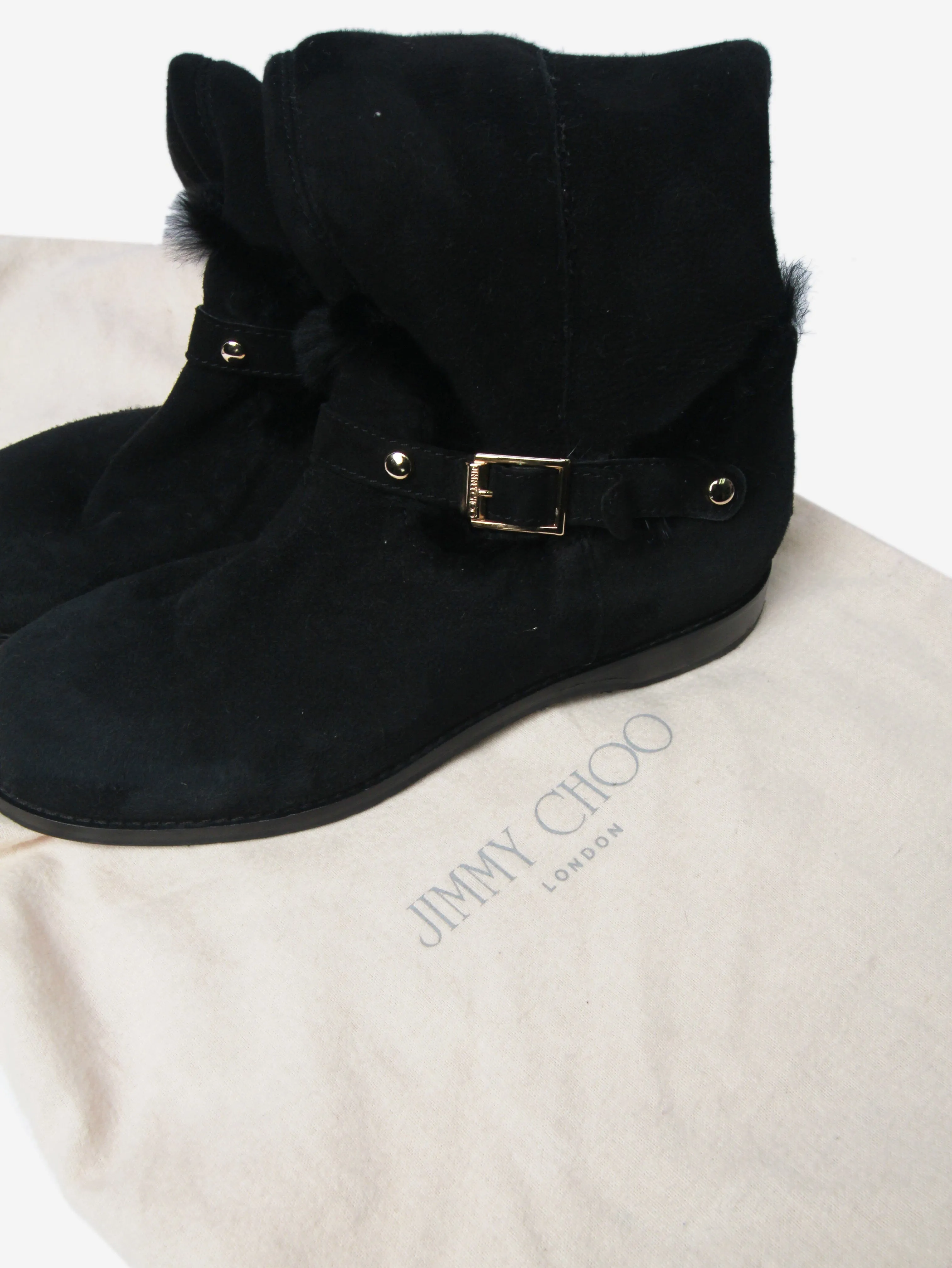 Black shearling knee-high boots - size EU 36.5