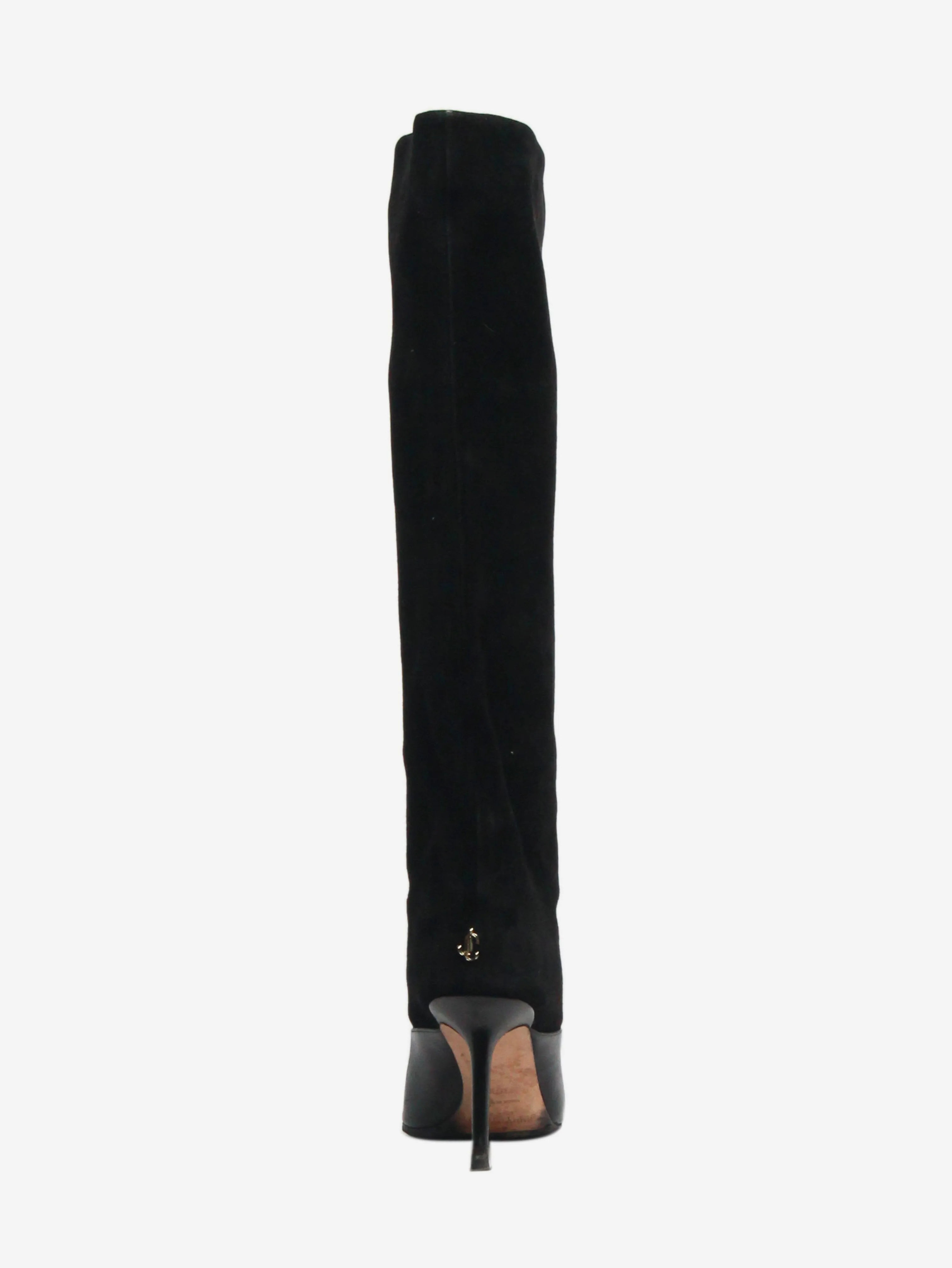 Black suede and leather knee-high boots - size EU 36.5