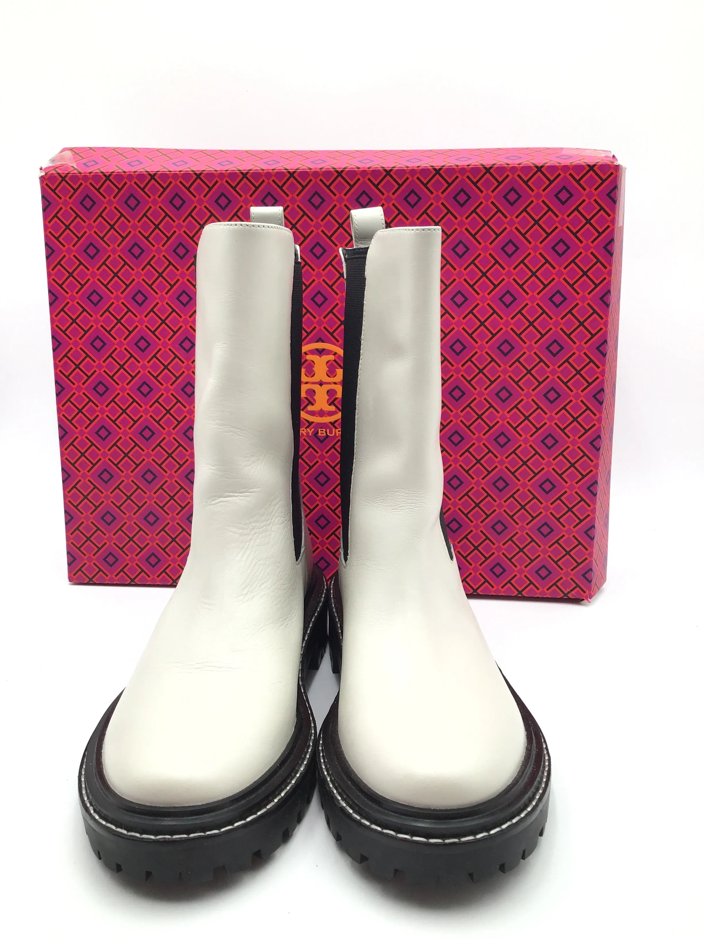 Boots Designer By Tory Burch In Black & White, Size: 10.5