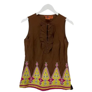 Brown Top Sleeveless Designer Tory Burch, Size 4