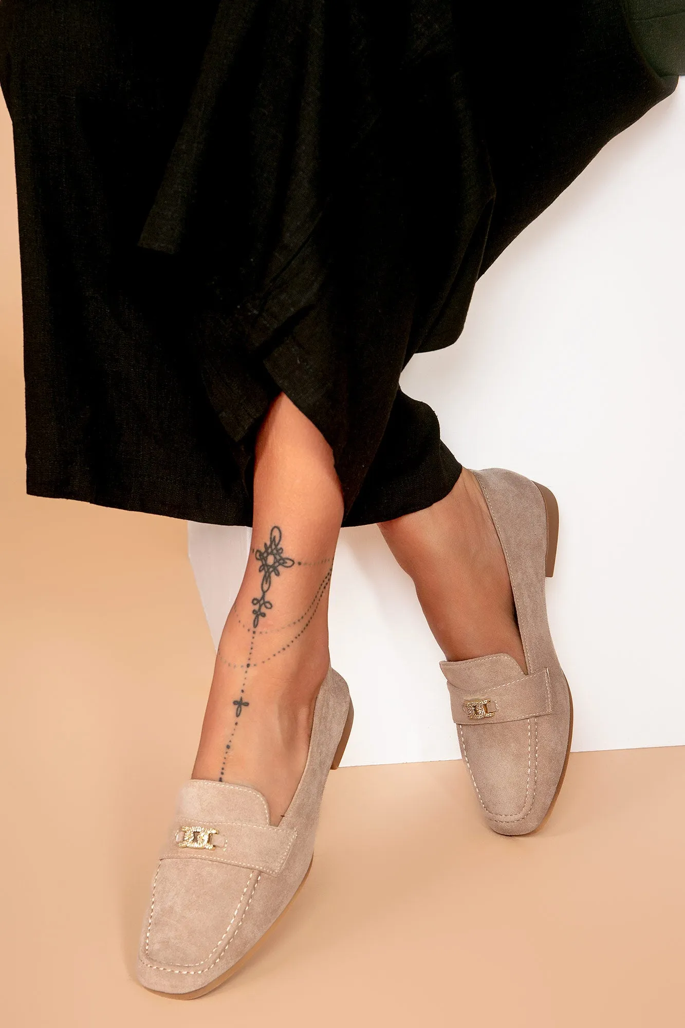 Christina Taupe Suedette Loafers