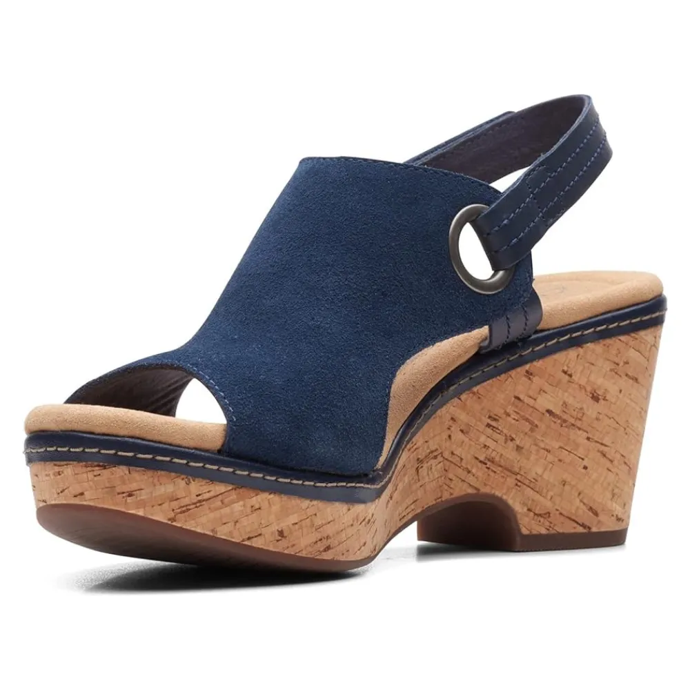 Clarks Giselle Sea Navy Suede Sandal (Women's)