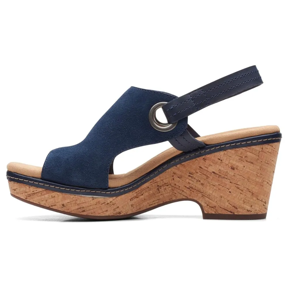 Clarks Giselle Sea Navy Suede Sandal (Women's)