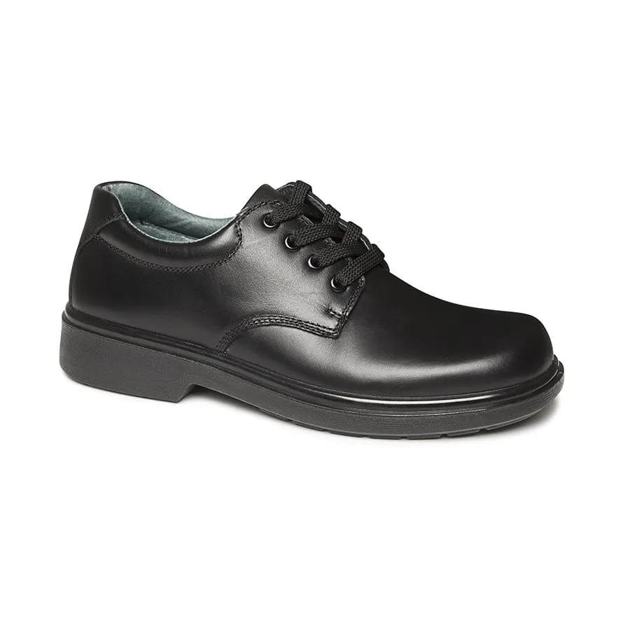 CLARKS UNISEX SENIOR DAYTONA TRIPLE BLACK LEATHER SHOE (WIDTH E)