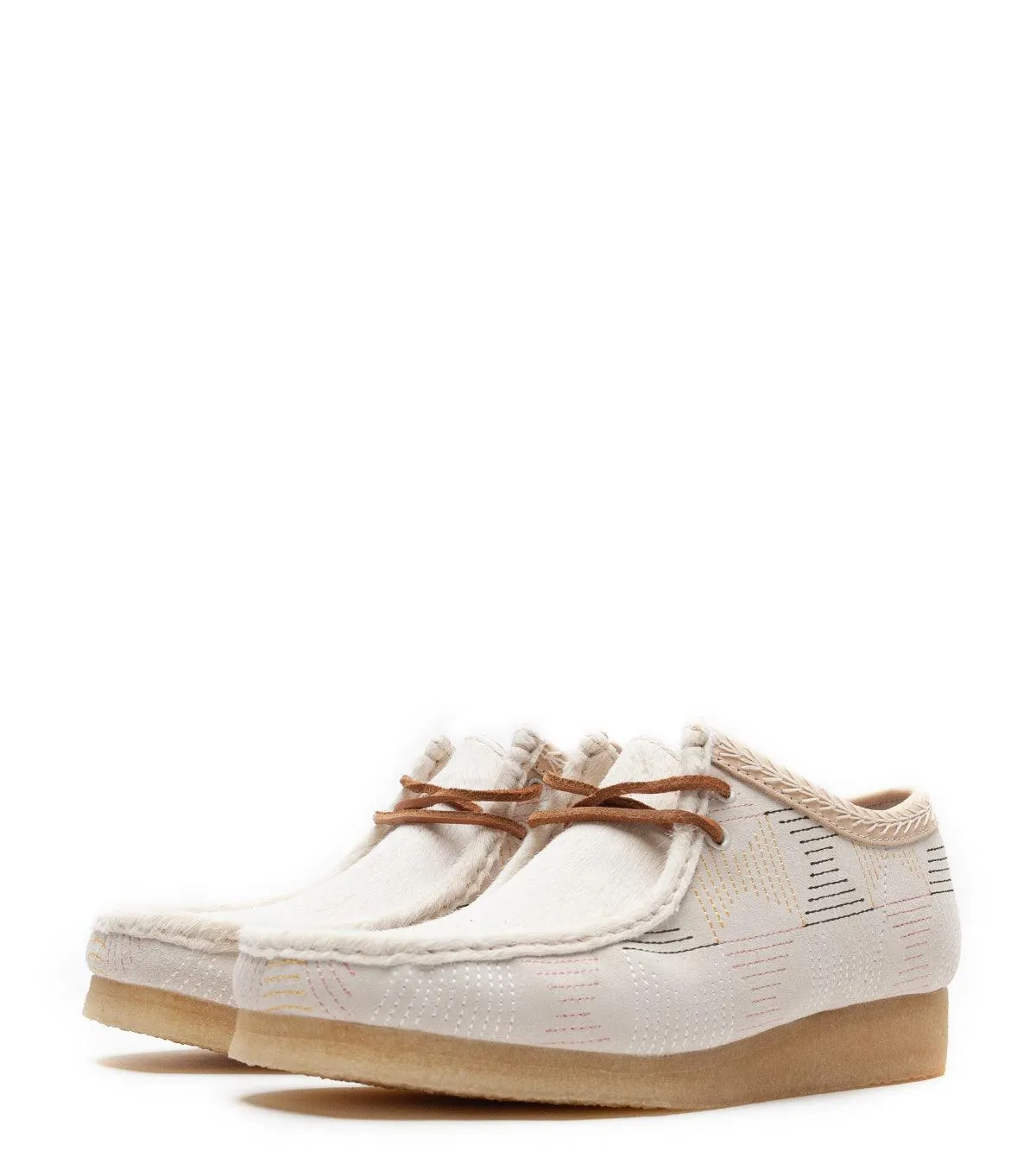 Clarks Wallabee Lo Hairy Suede Off White