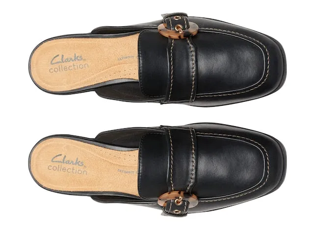 Clarks Women's Lyrical Shine Mule Black Leather 26177391