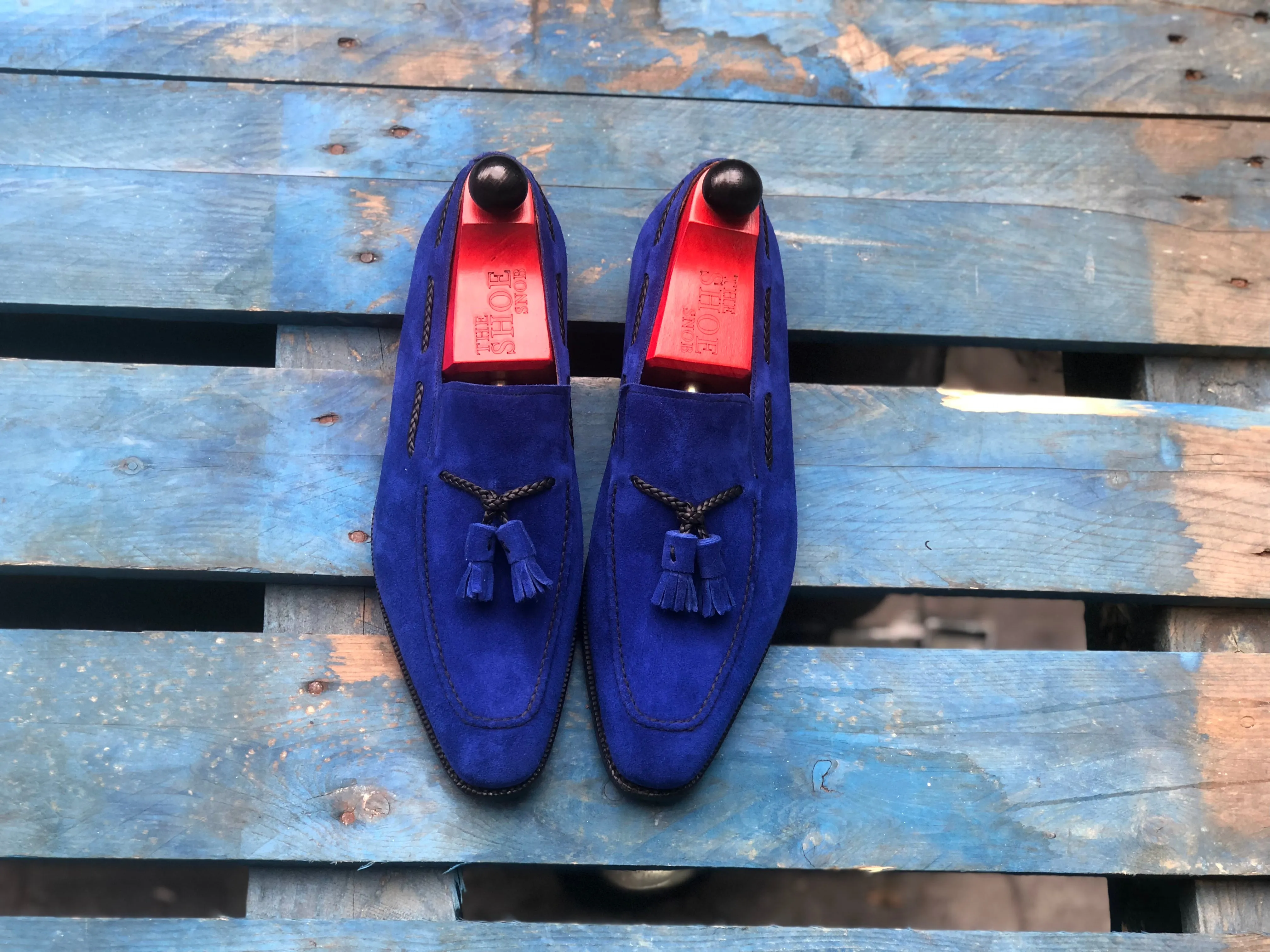 Eskapa - MTO - Vivid Blue Suede - LPB Last - Single Leather Sole