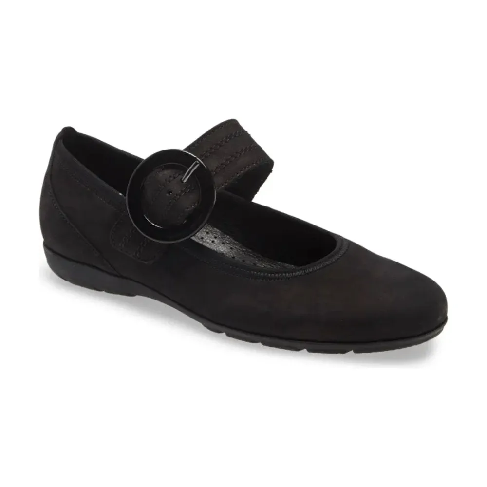 Gabor Women's 54.168.17 Mary Jane Buckle Flat - Black Nubuck