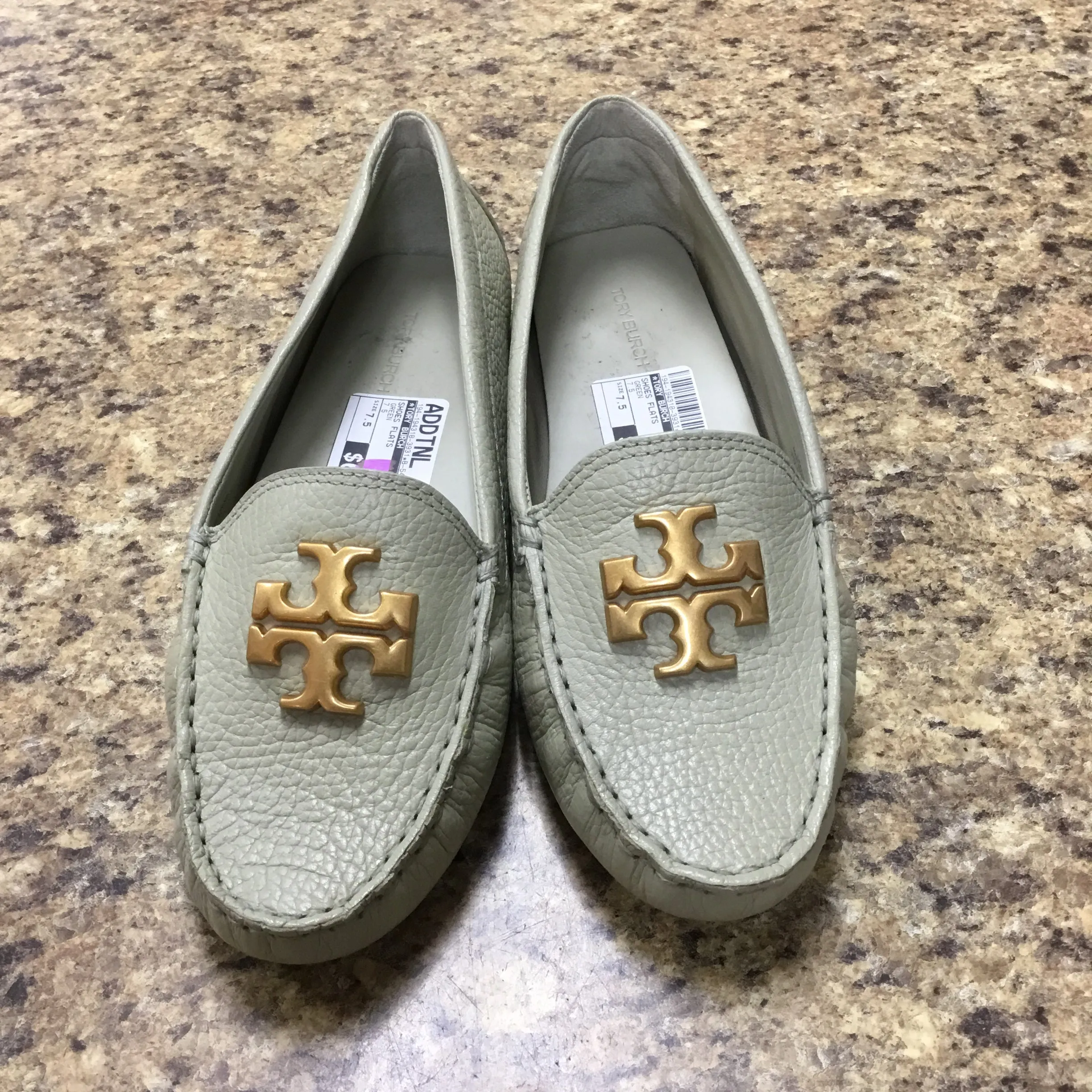 Green Shoes Flats Tory Burch, Size 7.5