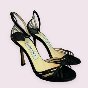 JIMMY CHOO Black Strappy High Heels (PREOWNED)