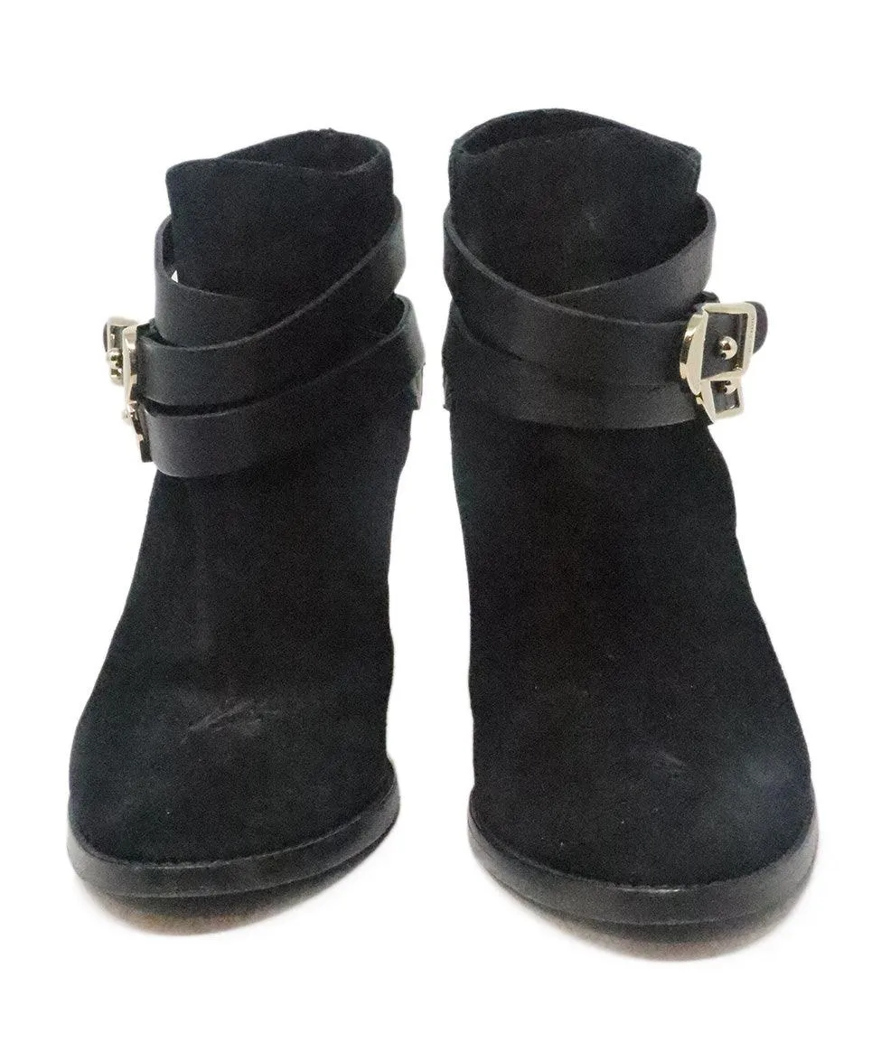 Jimmy Choo Black Suede Booties w/ Buckle Trim sz 7.5