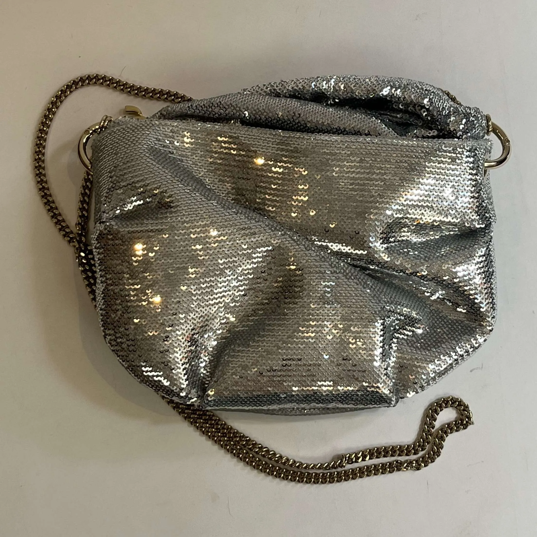 Jimmy Choo Brand New £735 Silver Sequin Bonny Bag