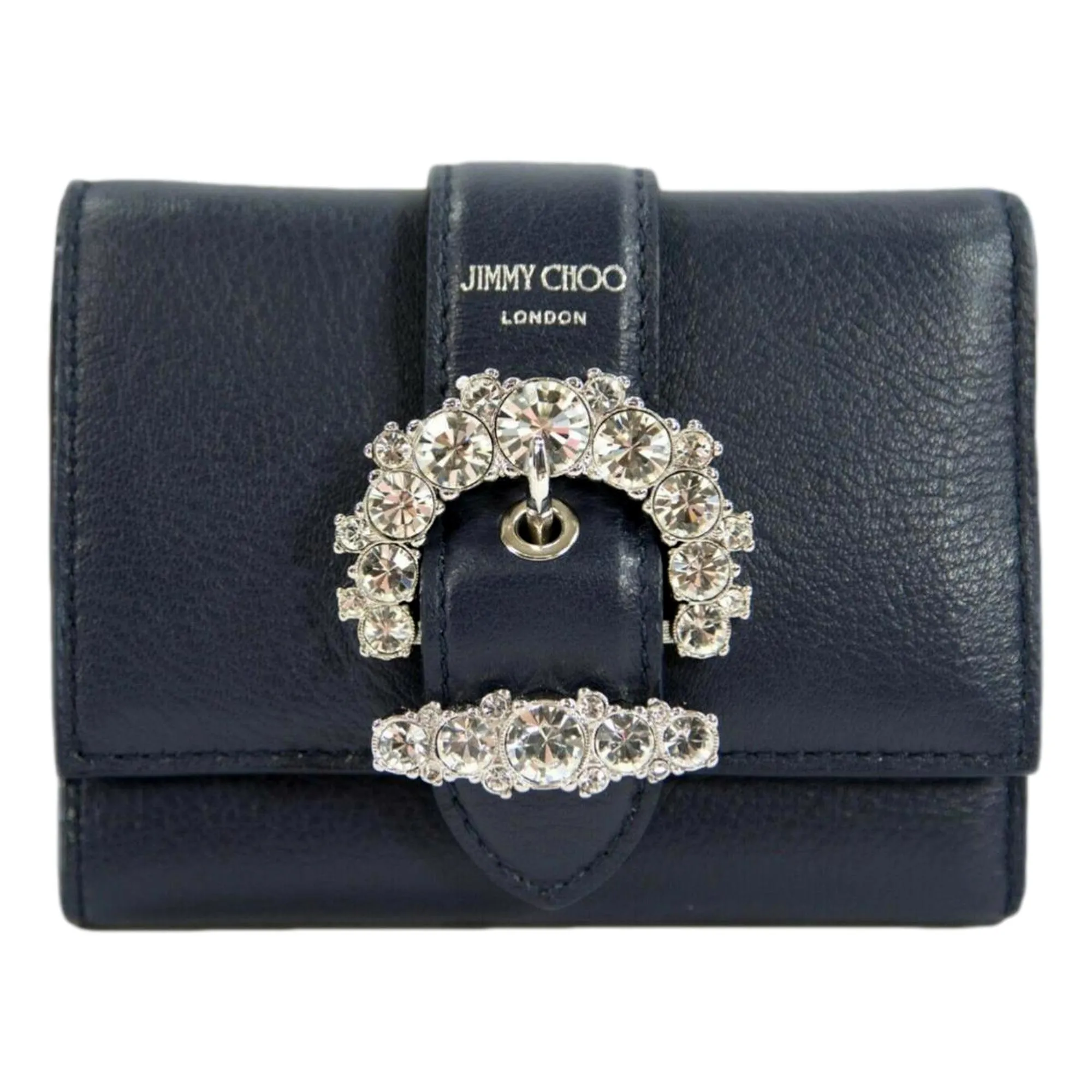 Jimmy Choo Cheri Dark Blue Leather Trifold Walllet