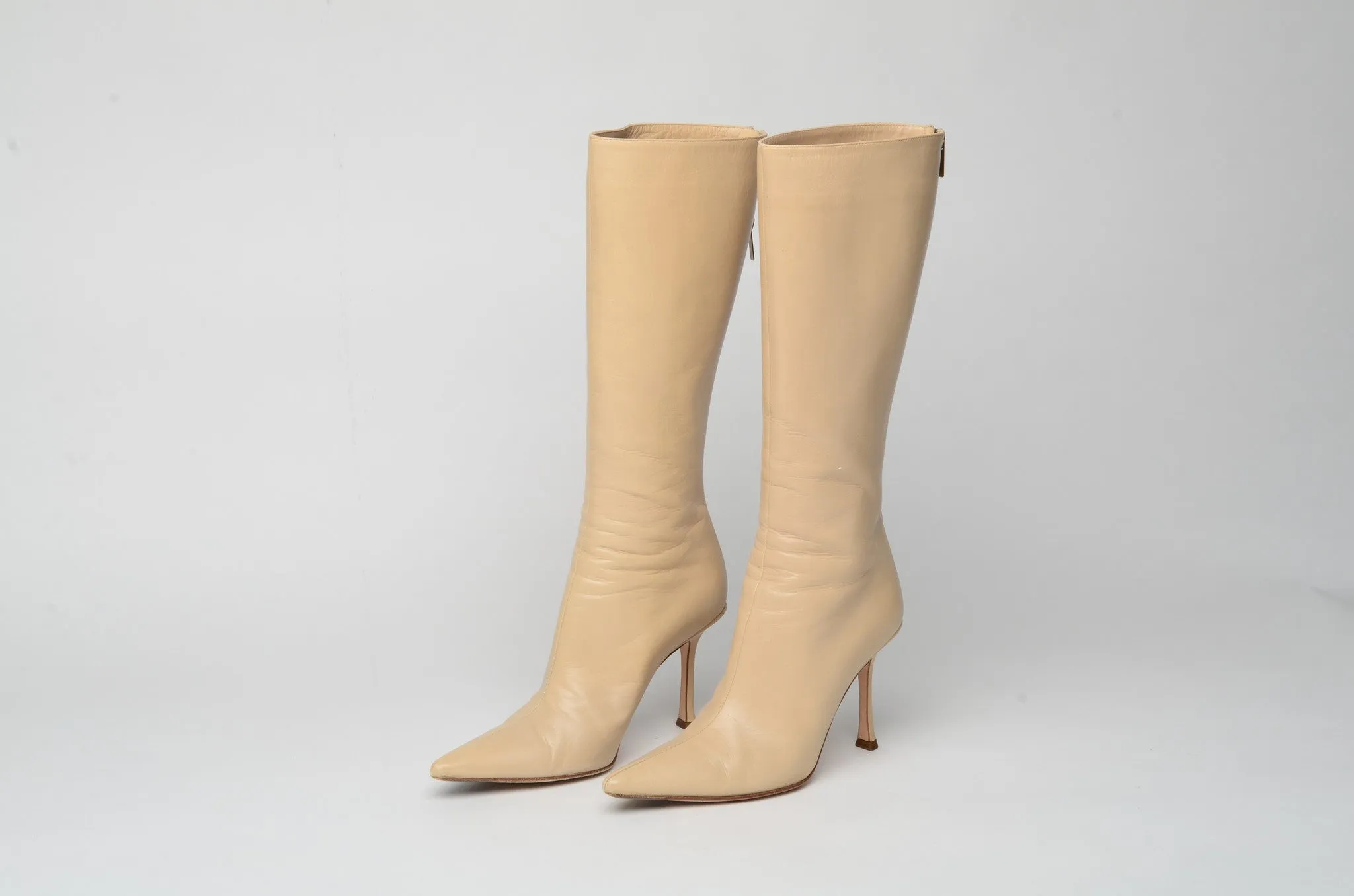 Jimmy Choo - Cream Leather Boots - IT 38 1/2