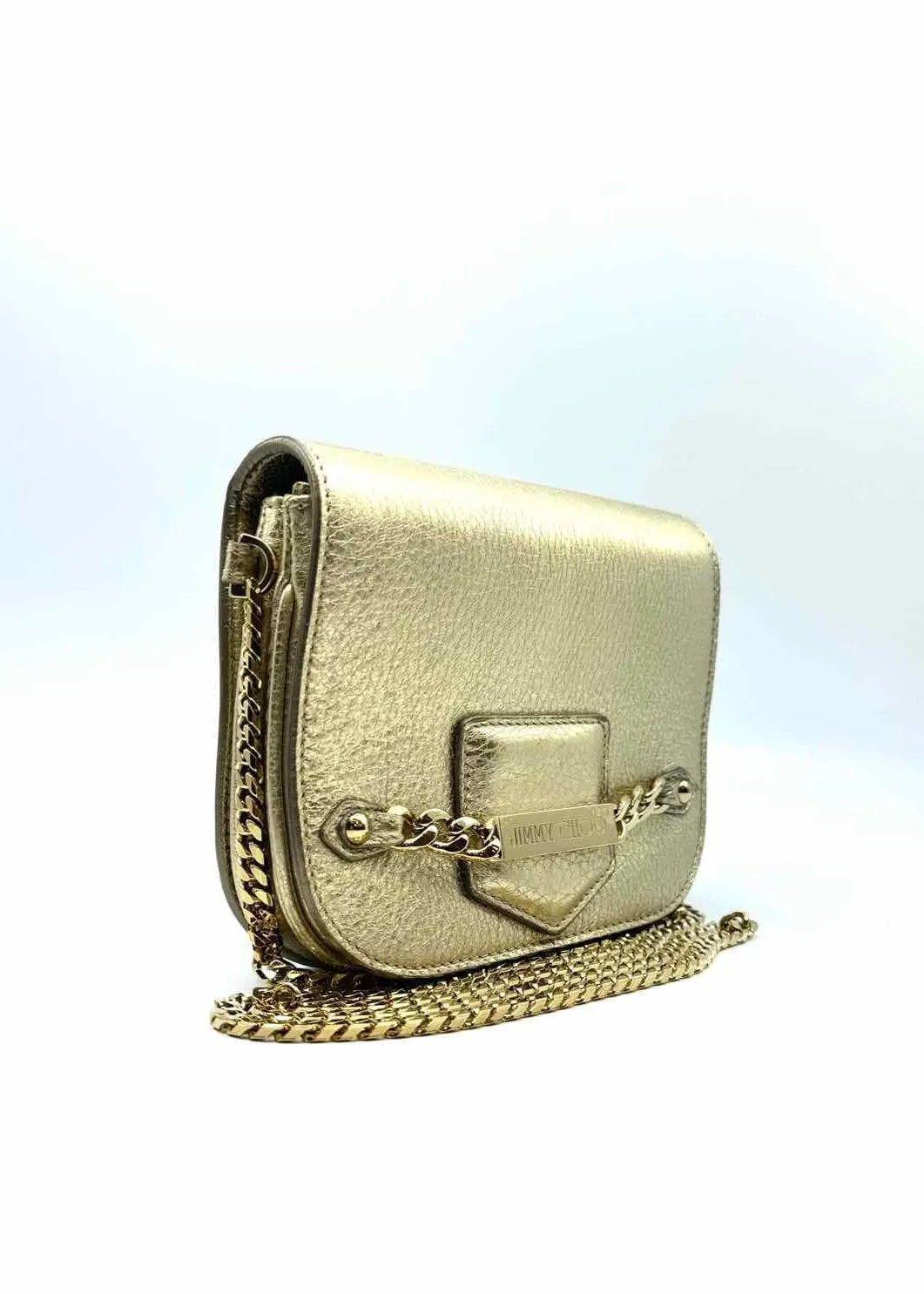 JIMMY CHOO Gold Leather Evening Bag