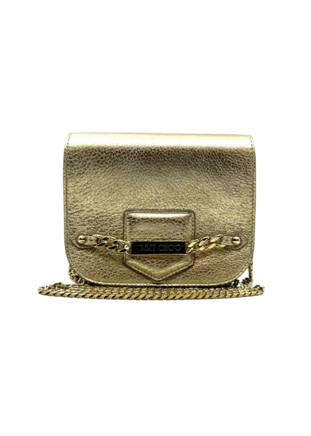 JIMMY CHOO Gold Leather Evening Bag