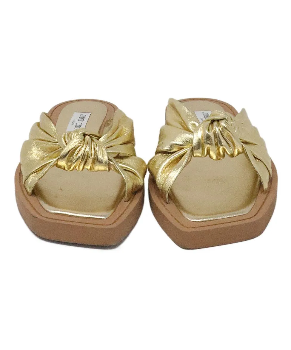 Jimmy Choo Gold Leather Sandals sz 11