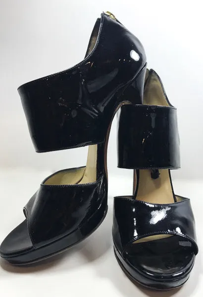 JIMMY CHOO "Private" Patent Leather Open Toe Heel with Back Zipper Size 39