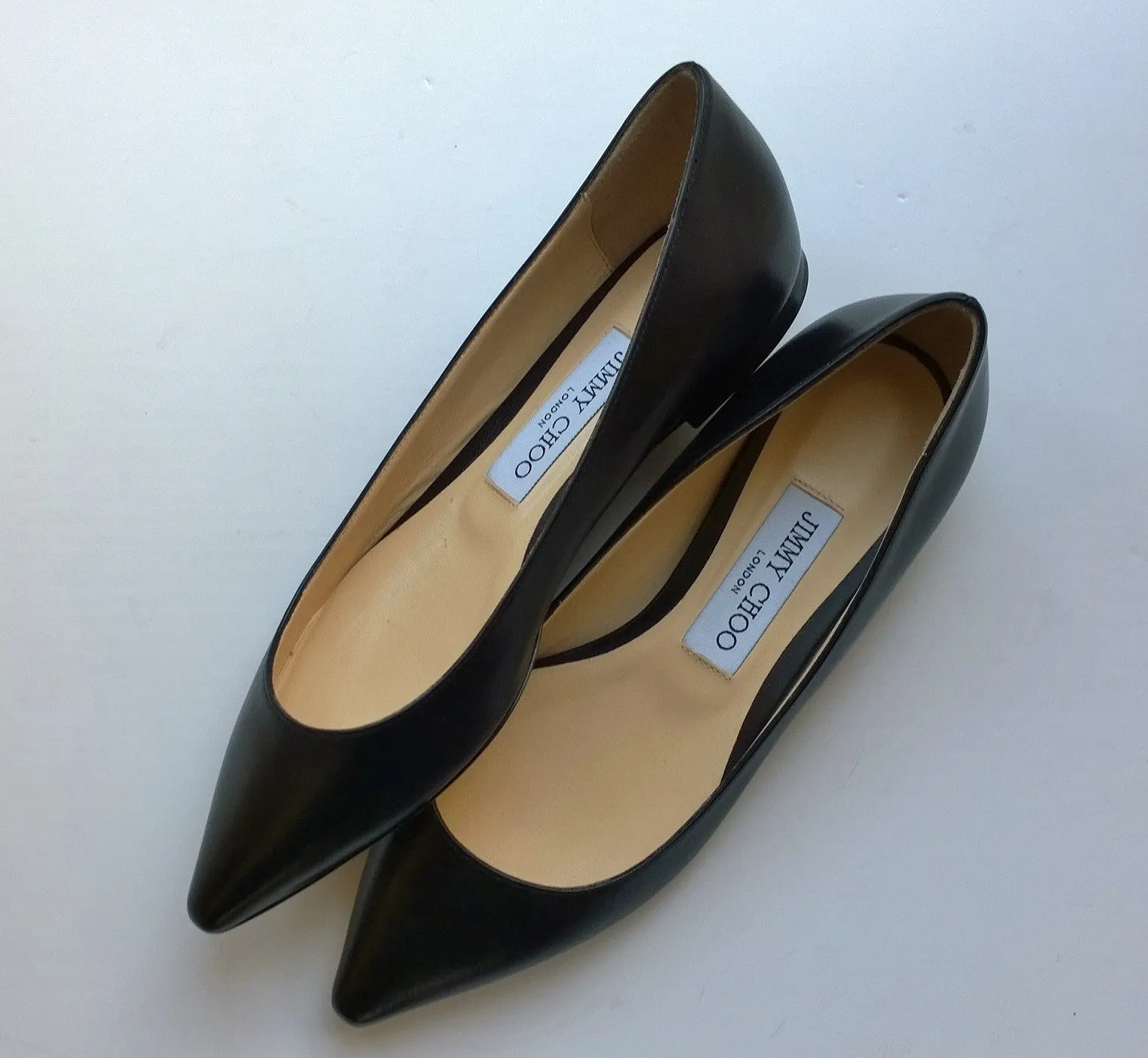 Jimmy Choo Romy Black Leather Pumps Flats sale shoes