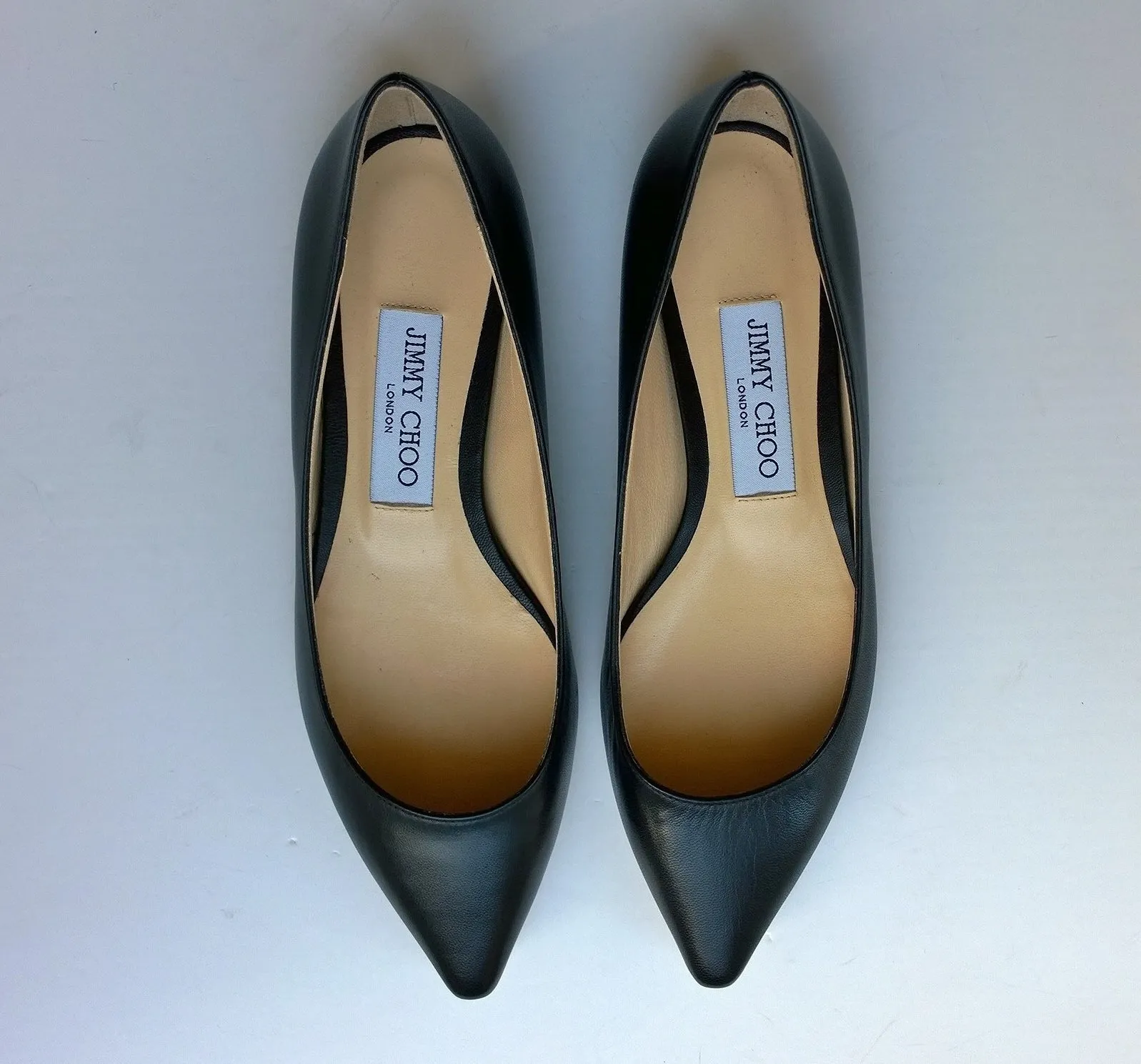 Jimmy Choo Romy Black Leather Pumps Flats sale shoes