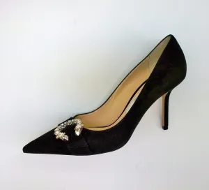 Jimmy Choo Saresa 85 Black Suede Rhinestone Heels Melva