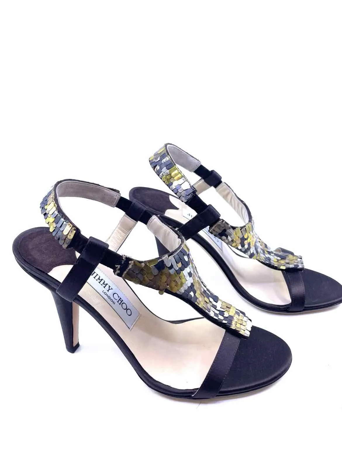 JIMMY CHOO Size 7.5 Brown Sequined Sandals