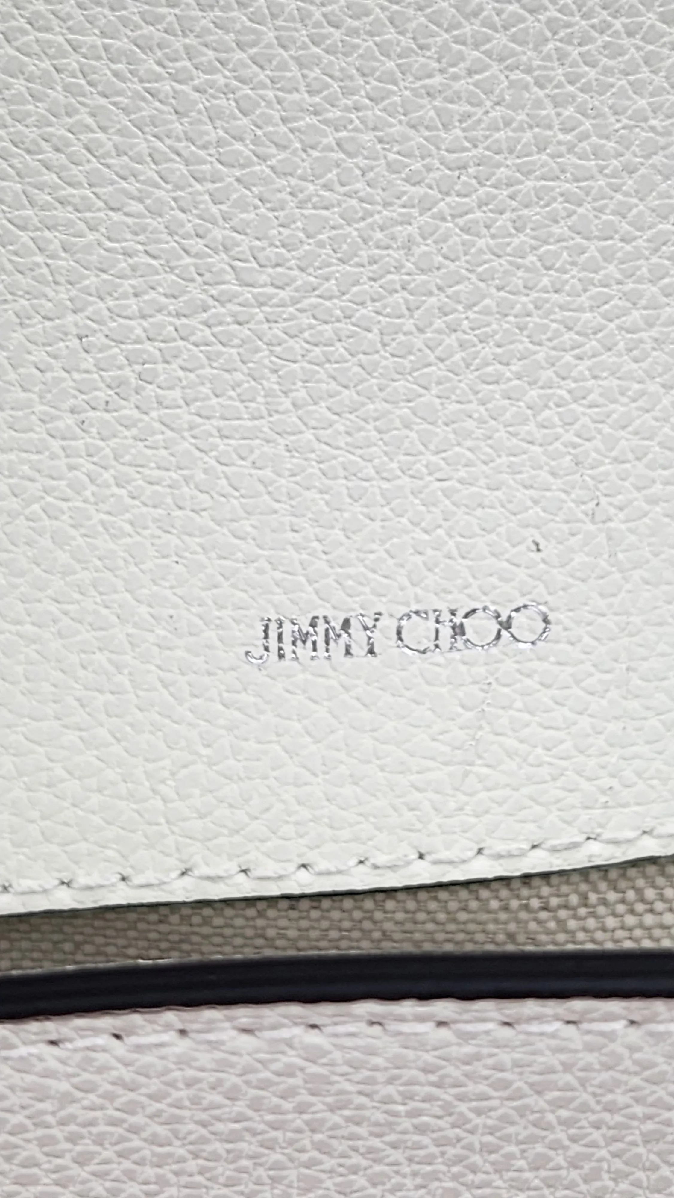 Jimmy Choo White Leather Rhinestone Detail Bag - 0379