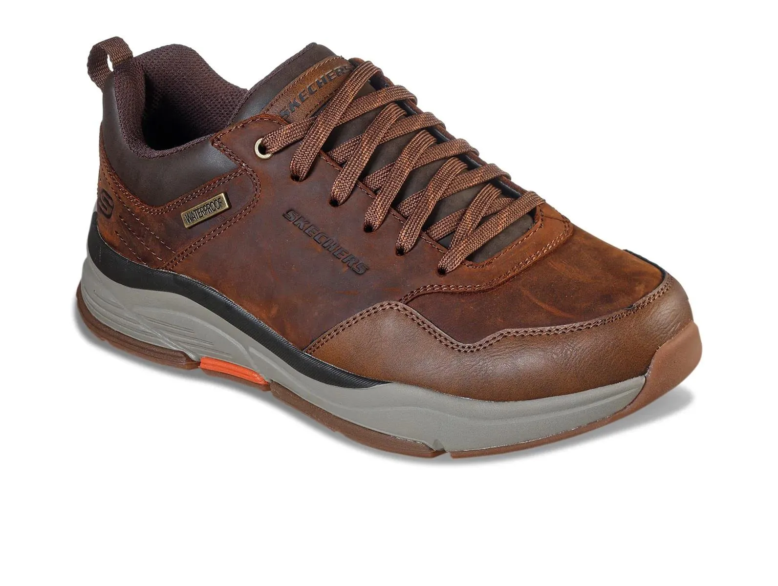 Men's Wide Fit Skechers 210021 Benago Hombre Walking Trainers - Dark Brown