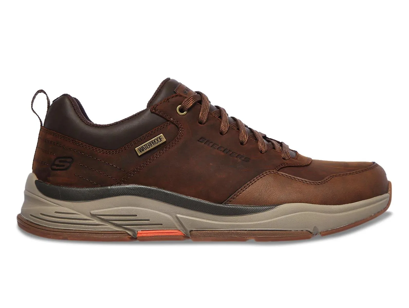 Men's Wide Fit Skechers 210021 Benago Hombre Walking Trainers - Dark Brown