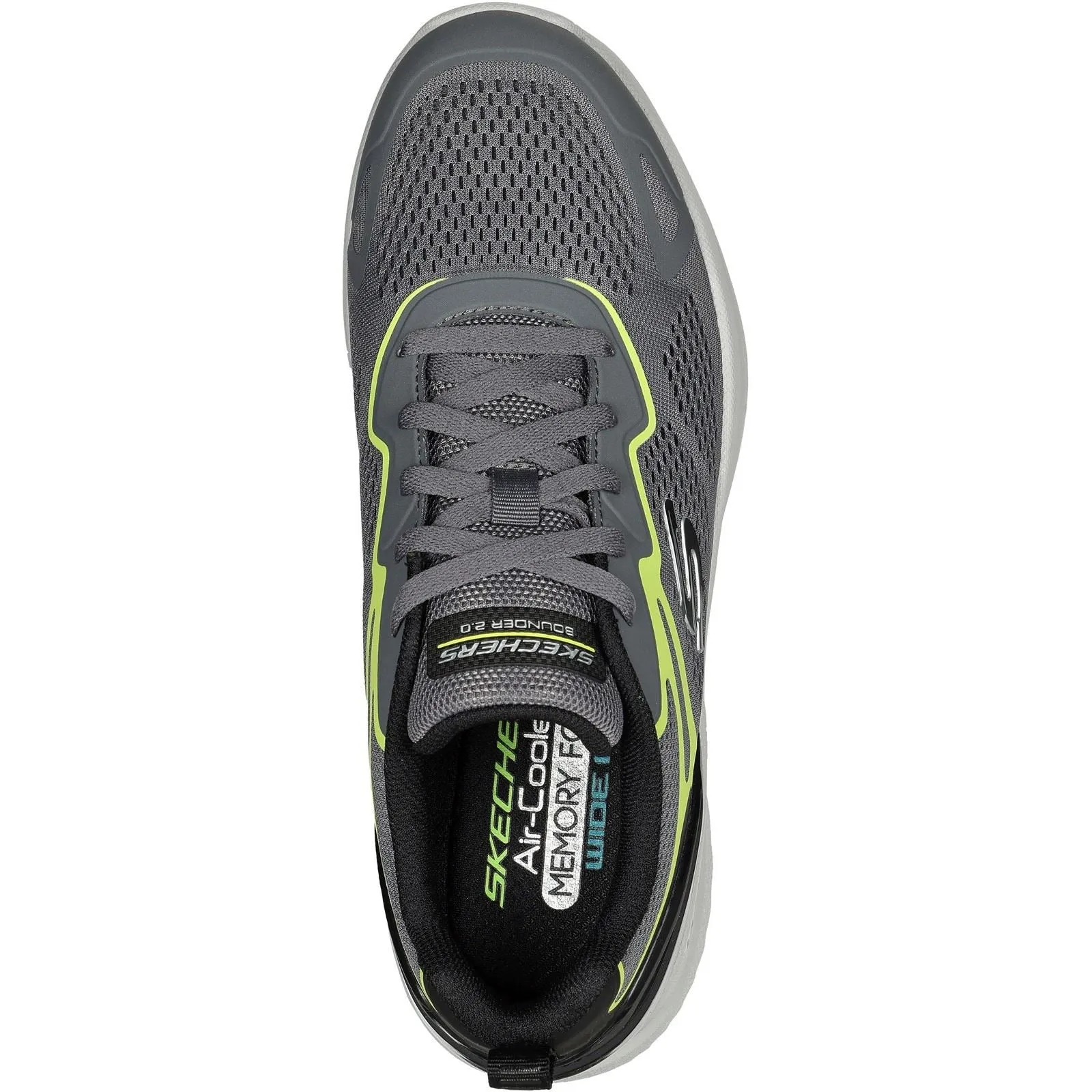 Men's Wide Fit Skechers 232674 2.0 - Andal Trainers - Charcoal/Lime