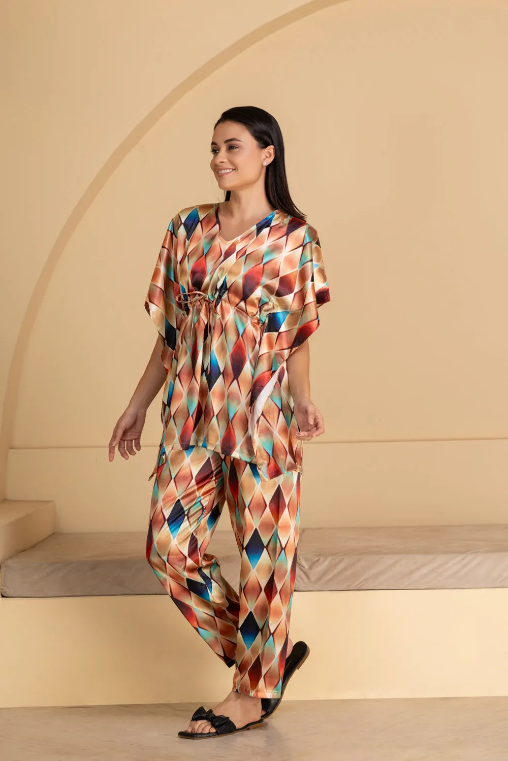 Printed Satin Kaftan