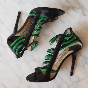 Sandália Jimmy Choo Tiras Verde e Preto