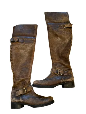 Tory Burch Brown Distressed Tarulli OTK Size 8 Boots