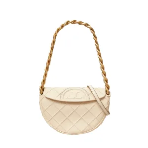 Tory Burch Mini Fleming Soft Crescent Bag - New Cream