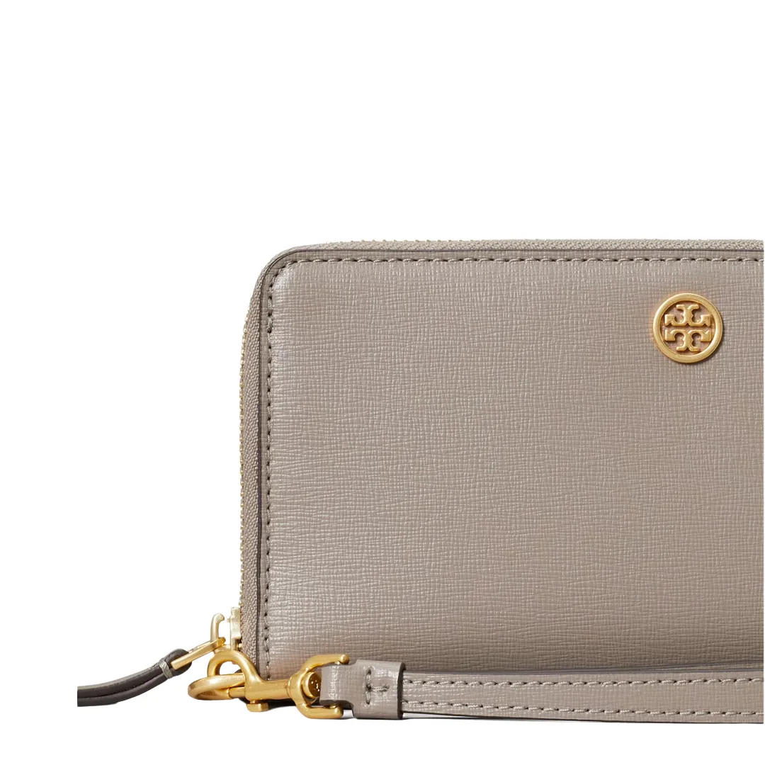 Tory Burch Robinson Zip Continental Wallet- Gray Heron