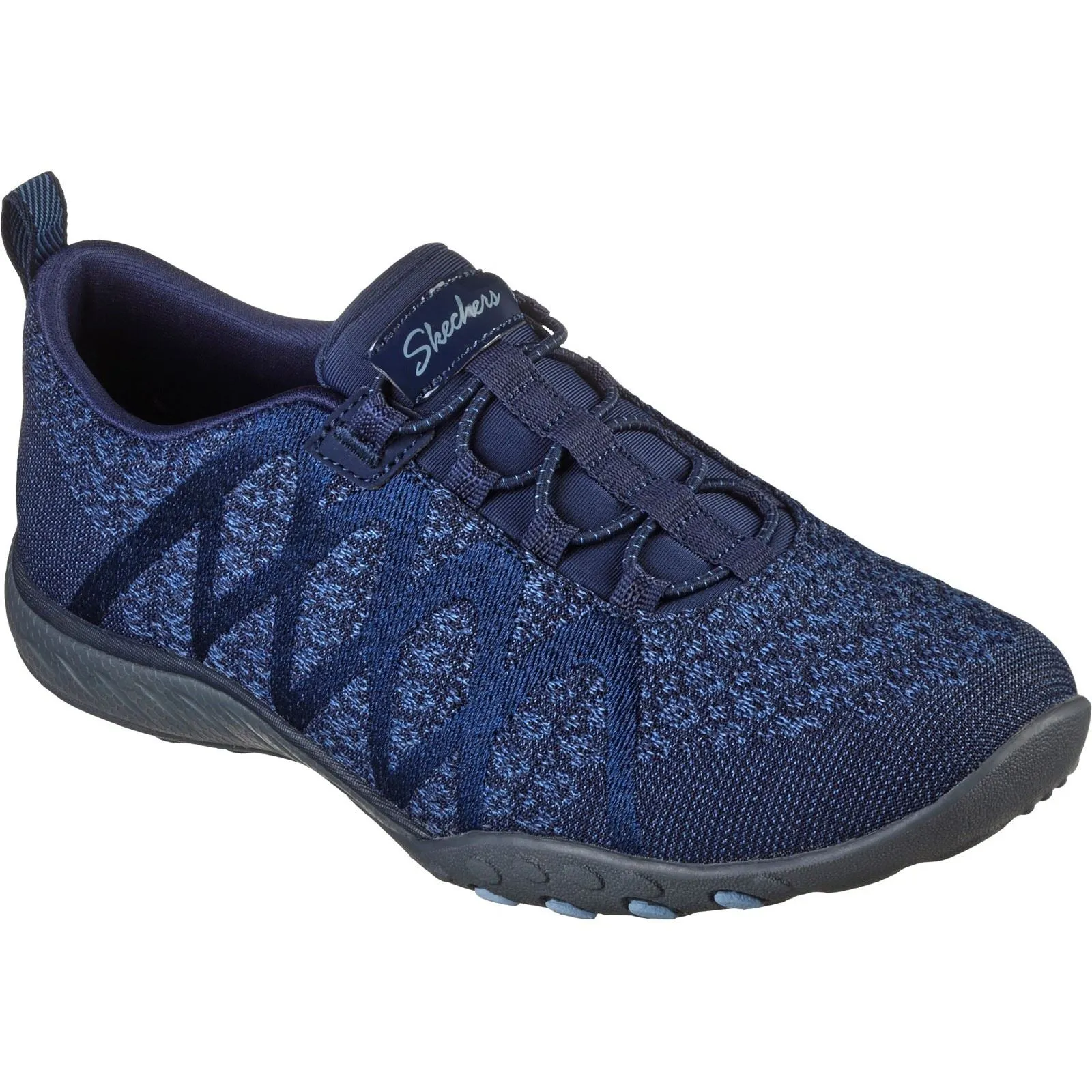 Women's Wide Fit Skechers 100301 Relaxed Fit Breathe Easy Infi Knity Sneakers - Navy