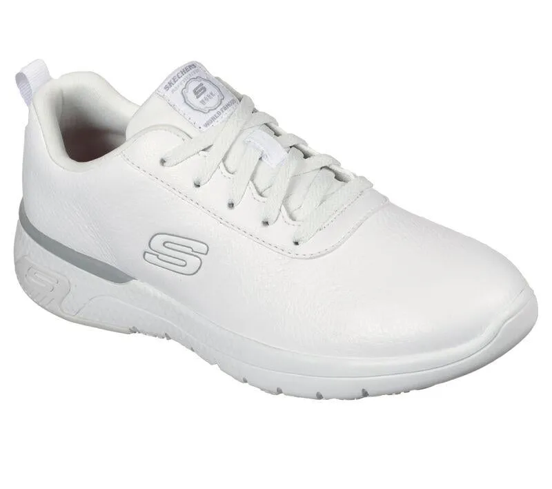 Women's Wide Fit Skechers 108010EC Marsing Gmina Slip Resistant Sneakers - White