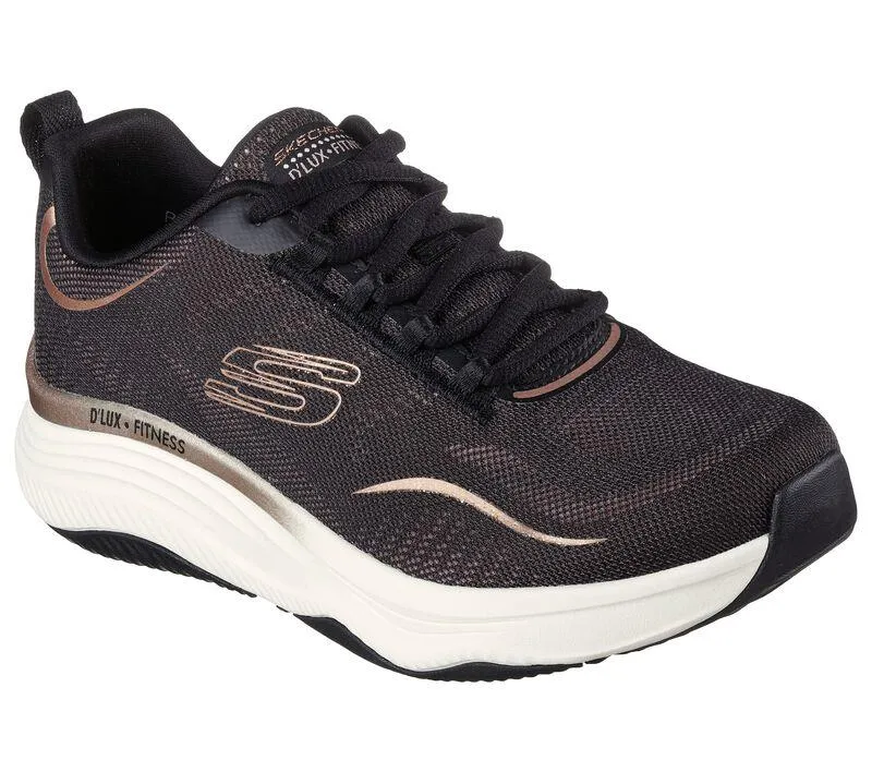 Women's Wide Fit Skechers 149837 D'lux Fitness Pure Glam Walking Trainers